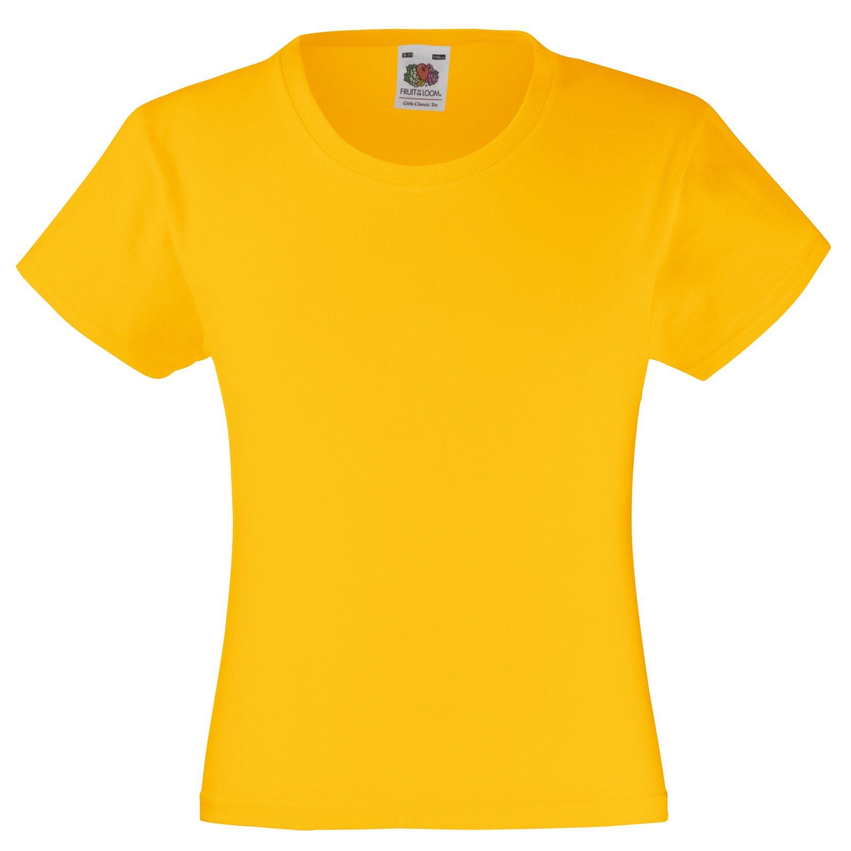 Fruit of the Loom Girl's Valueweight T Shirt, Yellow (Sunflower Yellow), 12-13 Years UK