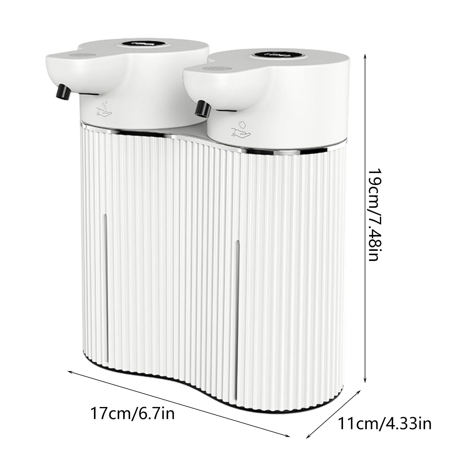 Dispensador de jabón operado por transductor Dispensador de jabón líquido y Espuma 2 en 1 27 oz con batería para encimera de Lavabo de baño Compartimento Doble