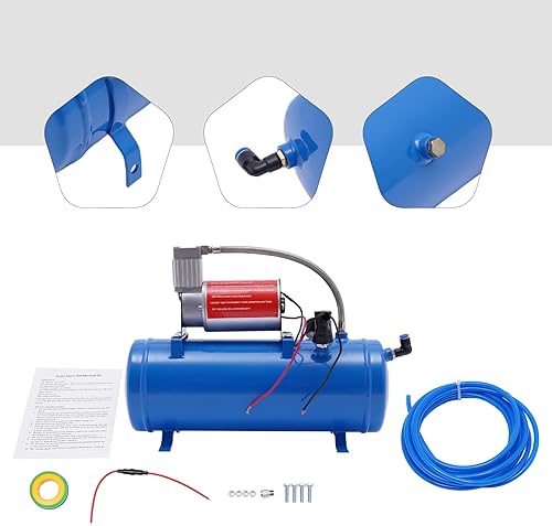 Miniatura 5 de CNCEST Compresor portátil de bocina de aire de 1.6 galones, kit de sistema integrado de compresor de 100 psi, herramientas de aire eléctricas
