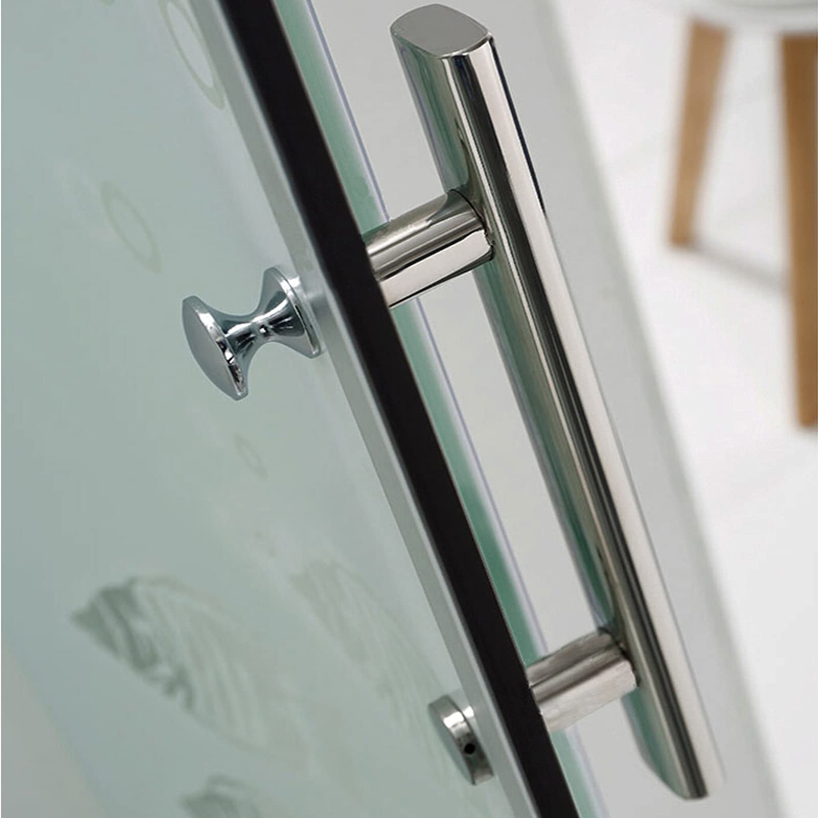 Tiradores de puerta de cristal – Tirador de acero inoxidable 304 para puertas de baño o de cristal, acabado pulido completo