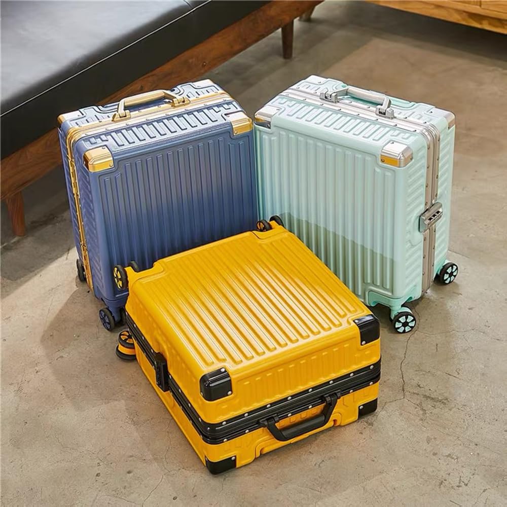 Maleta de Mano rígida con Marco de Aluminio, Maleta rígida aprobada por aerolíneas con Ruedas giratorias, Maleta de Viaje sin Cremallera, Maletas rígidas Ligeras con Ruedas (Verde-