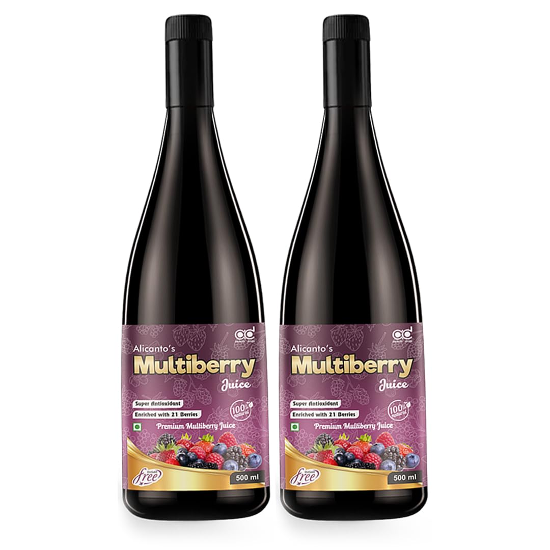 ALICANTO DRUGS Alicanto's Multiberry juice With 21 Different Berries & 7 Herbs - Immunity Booster | 100% Natural Herbal Juice | Sugar Free | Pack of (2)