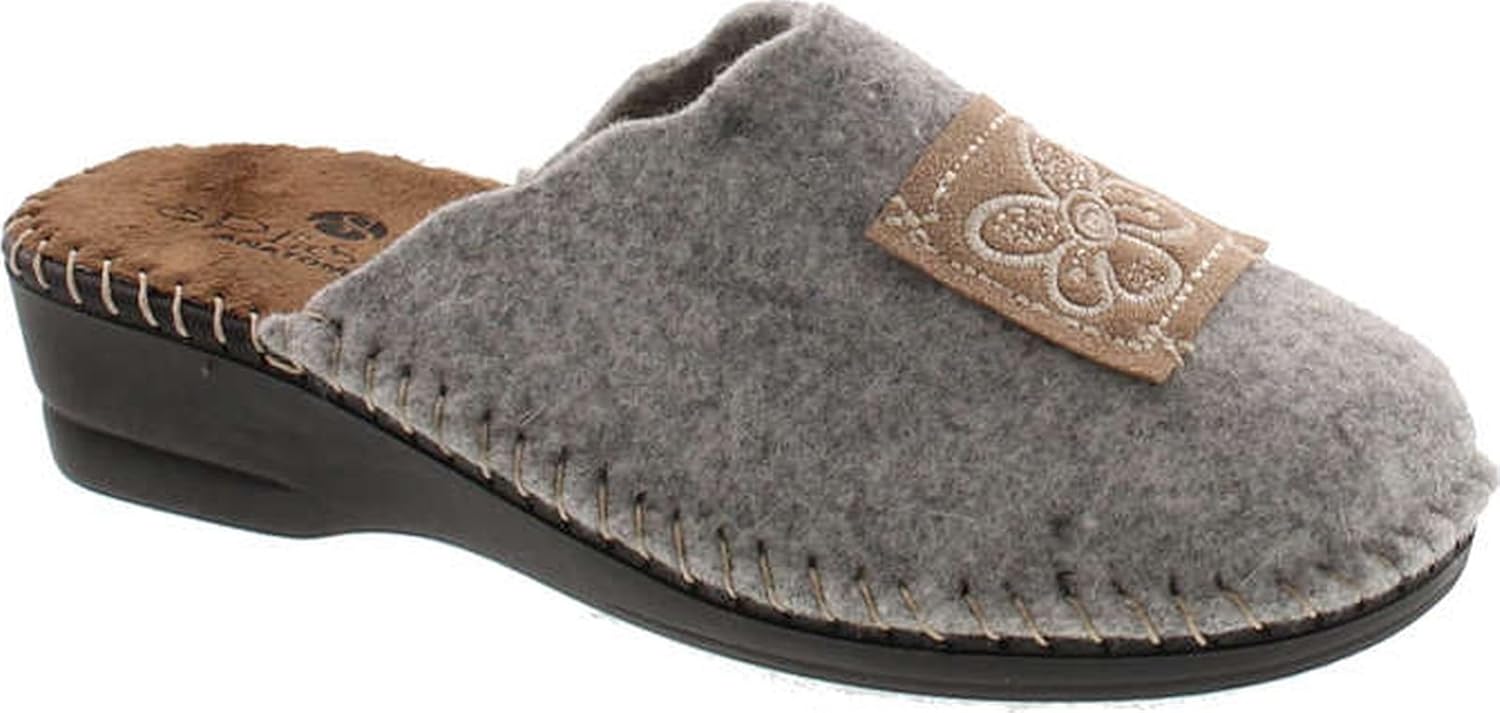 Womens 15217 Natural Wool Hippie Flower Cozy House Slippers Made In Europe