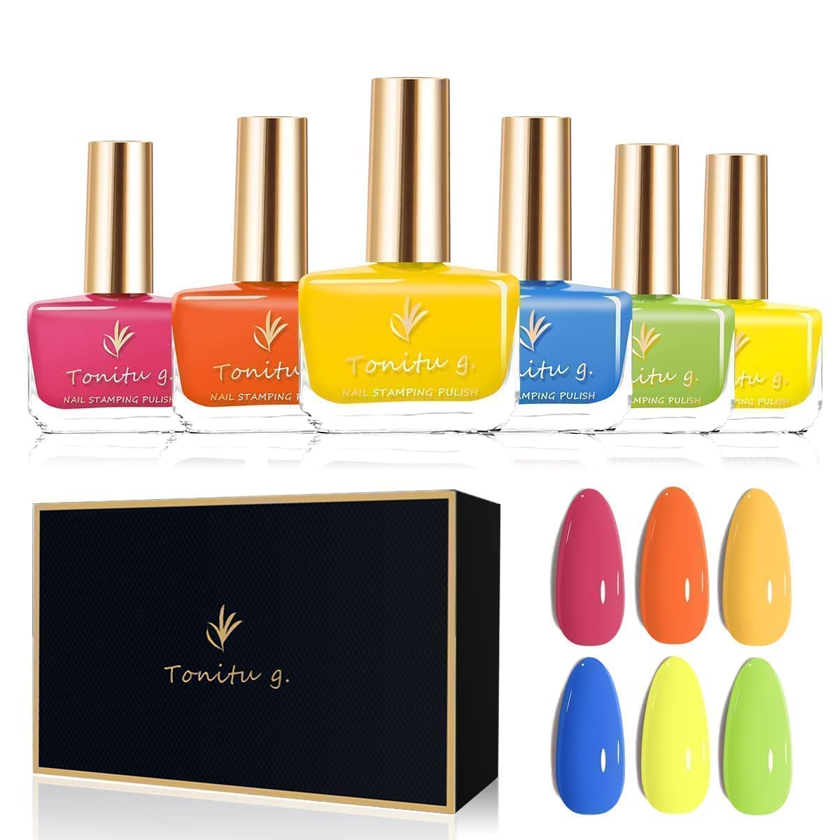 Tonitu g 7ml nail polish Set 6 Colors Non-Toxic Eco Long Lasting Quick Dry Classic Nude Nail Popular Bright Nails Art Design Glitters (Spirit)