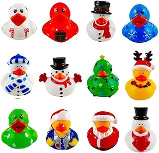 12pcs Assorted Rubber Duck Christmas Duck Toys,Small Rubber Ducks in Bulk Baby Shower Bath Toy for Kids Toddler Birthday Halloween Party Favors Stocking Stuffers Classroom Incentives