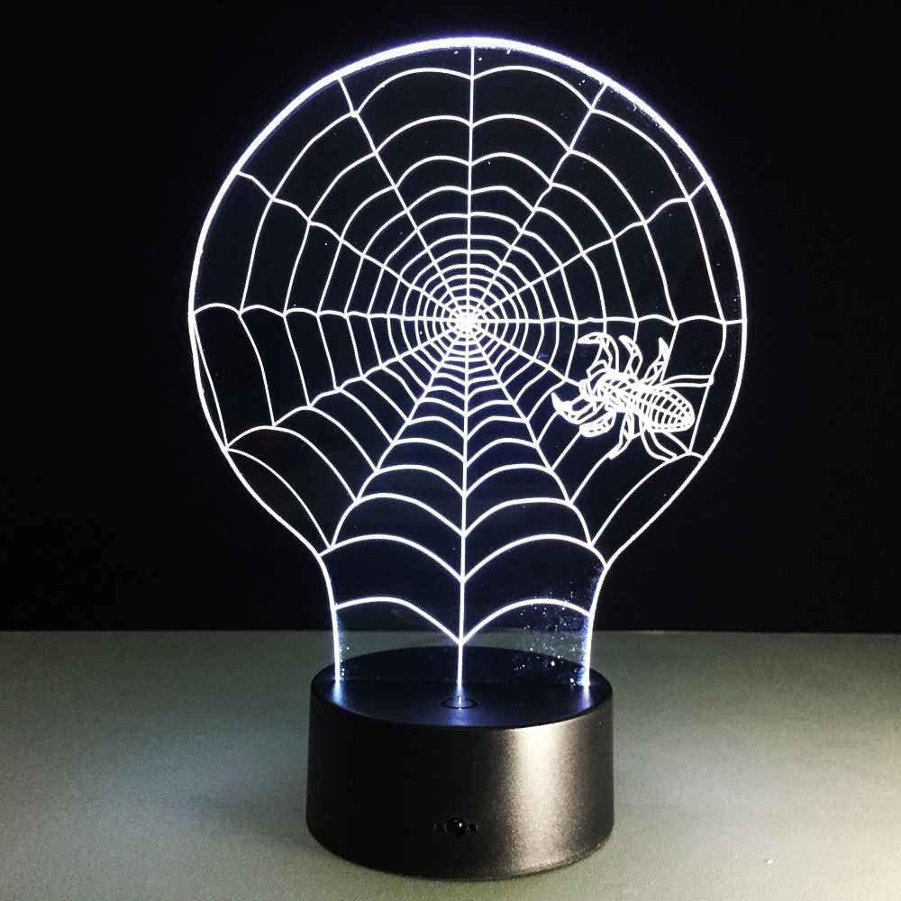 SWTZEQ Luz Nocturna Infantil Lámpara 3D Quitamiedos Portátil telaraña lámpara de mesa decorativa 16 colores que cambian con control remoto función tenue, niños, niñas, regalo