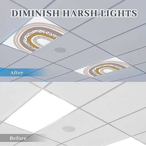 Miniatura 4 de Fundas decorativas fluorescentes para luces de techo, paquete de 6 unidades, estampado de arco iris bohemio para sala de juegos, dormitorios de