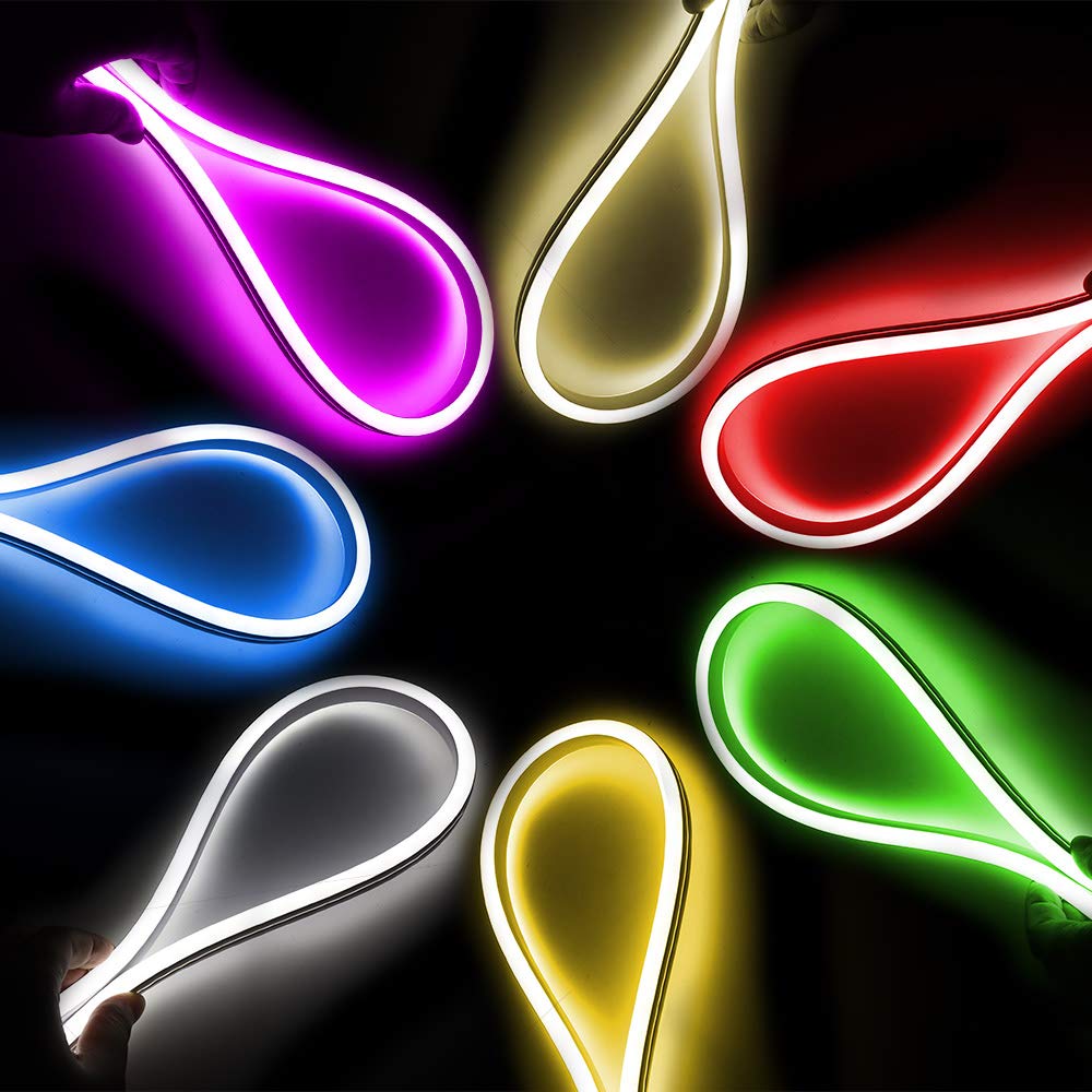 XUNATA Rouge Double Face Lumière au néon LED, 220V-240V 2835 120leds/m imperméable à l'eau flexible LED Light Strip au néon avec, pour Cuisine, Escalier, Noël, Fête, etc (Rouge,10M