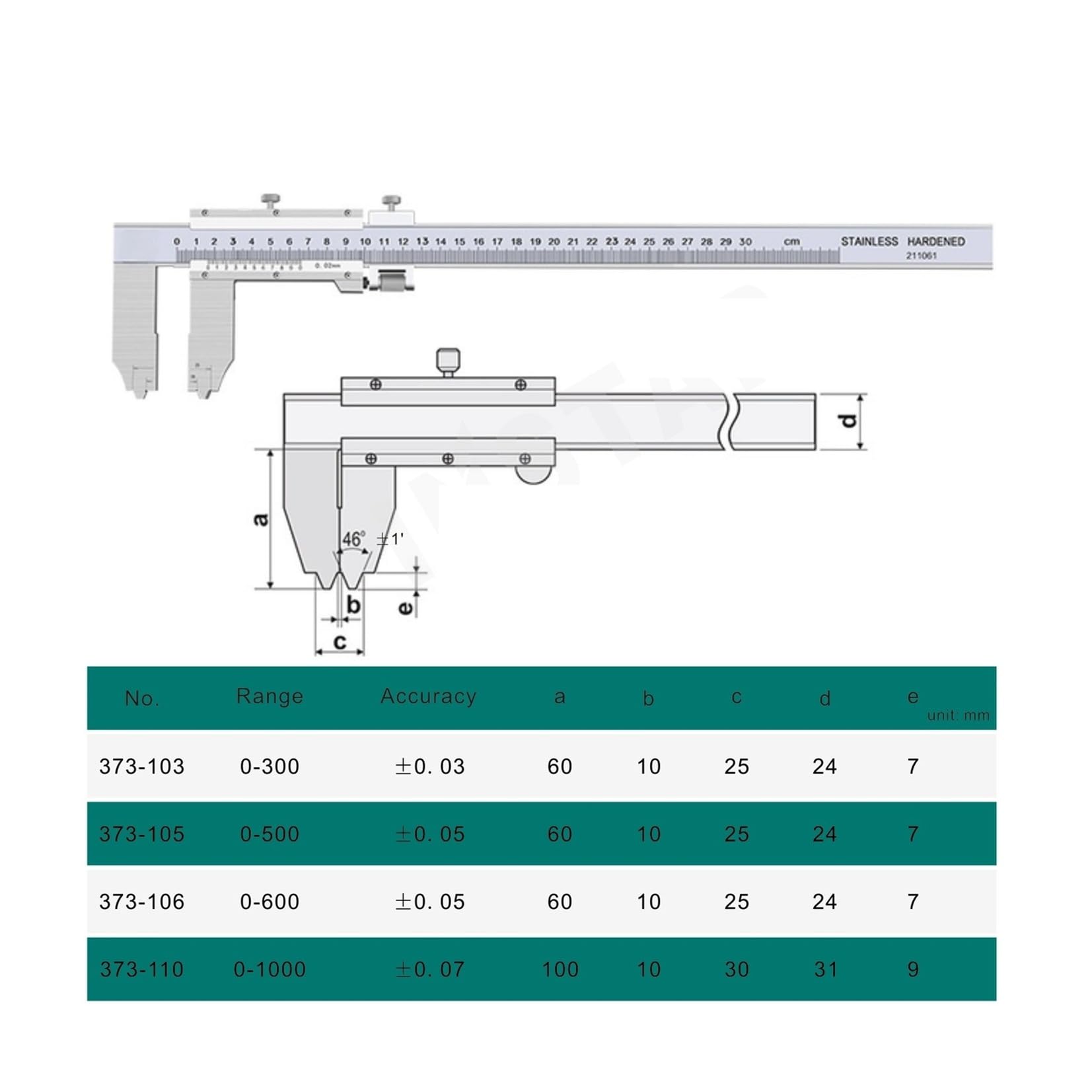 Calibrador Vernier digital con brida, 0-500 mm, 0-600 mm, 0,01 mm, calibrador mecánico de 0,02 mm, ranura for sello de aceite, acero inoxidable DIN(Digital 0-500mm)