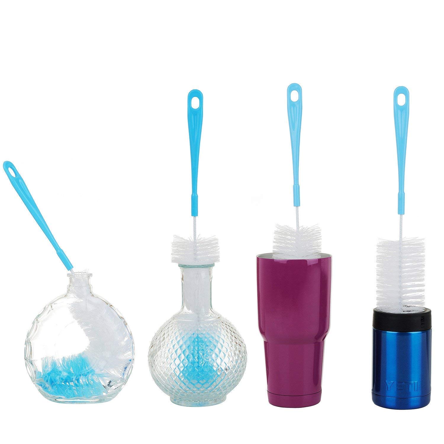 Truvic Set of 2 Long Glass and Plastic Bottle Cleaning Nylon Brush (Color May Vary) pack of 2