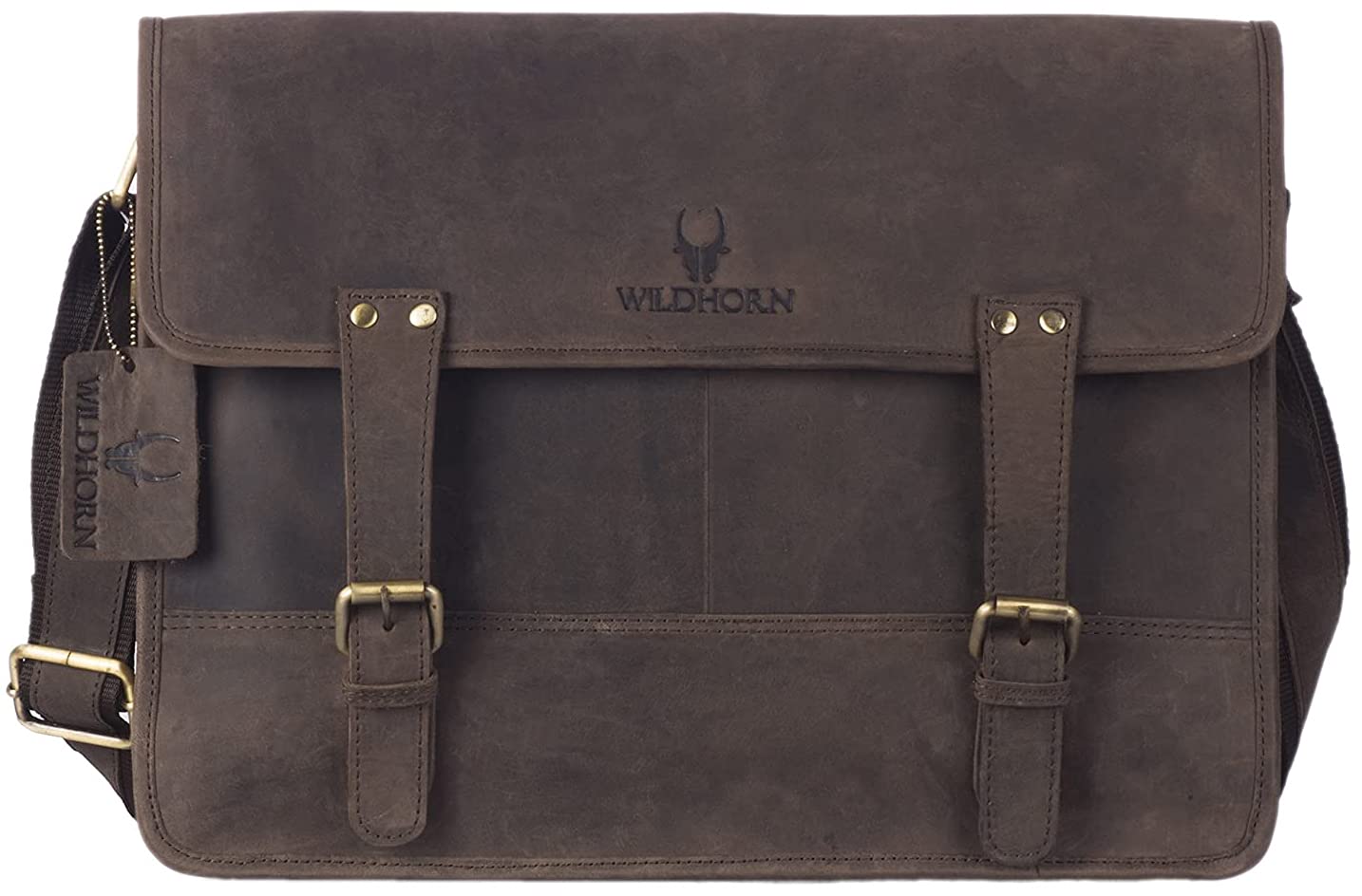 WildHorn Classic Leather Messenger Bag for Men I Multiple Pockets I Adjustable Strap I DIMENSION : L-15 inch W-4 inch H-12 inch