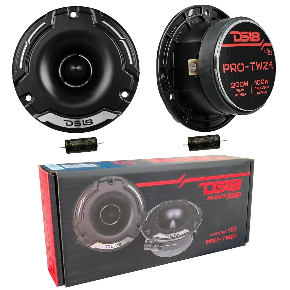 ZESTAW DO DS18 PRO-TWZ1 2 superbulletowe głośniki wysokotonowe 9,6 cm, średnica 96 mm, 100 W RMS i 200 W maks., 4 ohm, czułość 105 dB, głębokość 4 cm, jako para + akcesoria
