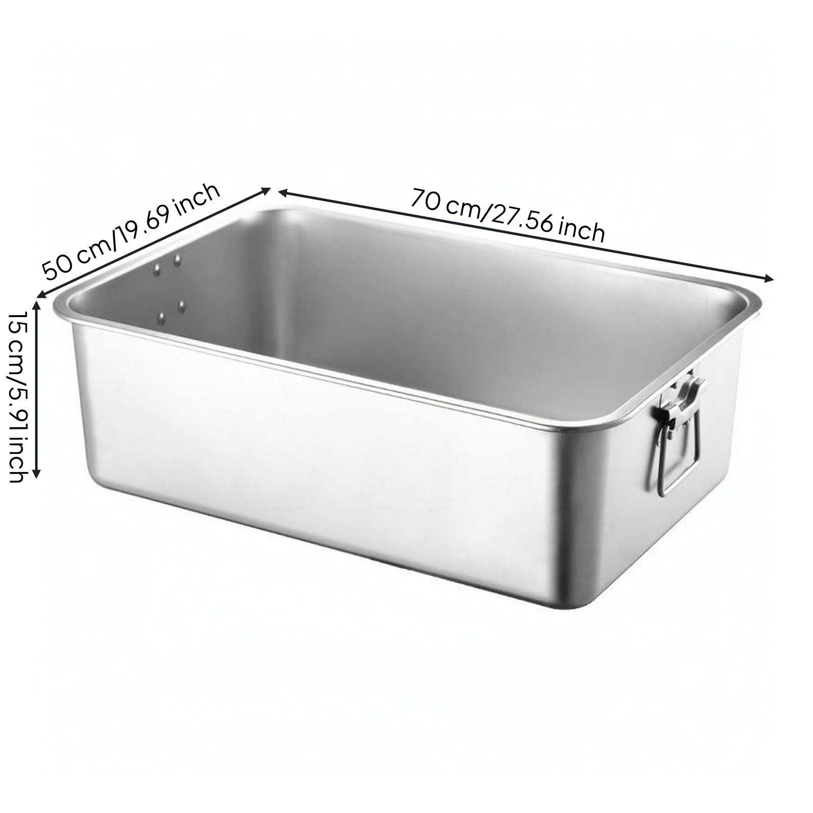 perfk Bandeja de Acero Inoxidable con Forma Rectangular Acabado Liso y Contorno Definido Función de Organizar y Platos Adecuada para Catering en Casa Cocina Profesional Servicio Buffet, 70x50x10cm