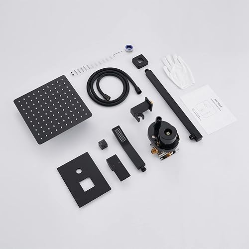 Miniatura 18 de Sistema de ducha de 10 pulgadas, juego combinado de ducha de lluvia de níquel cepillado, grifos de baño con cabezal de ducha de lluvia y ducha