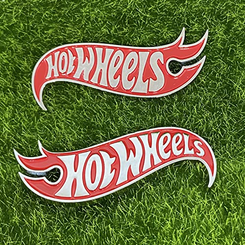 Adadad 1 Pair Set Hot Wheels Stickers 3D Metal Emblems Side Fender Badge Cover Decal For Car Truck Motorcycle (Silver/Red) Red,Silver #TOP1