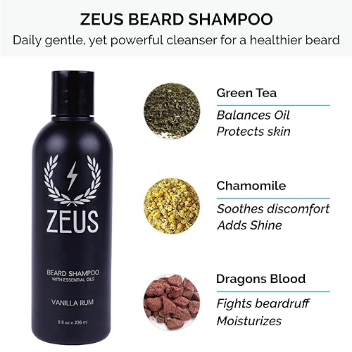 Miniatura 2 de ZEUS Kit de cuidado diario de la barba con bolsa Dopp de viaje, lavado natural de barba, aceite de barba refinado, bálsamo hidratante para barba y