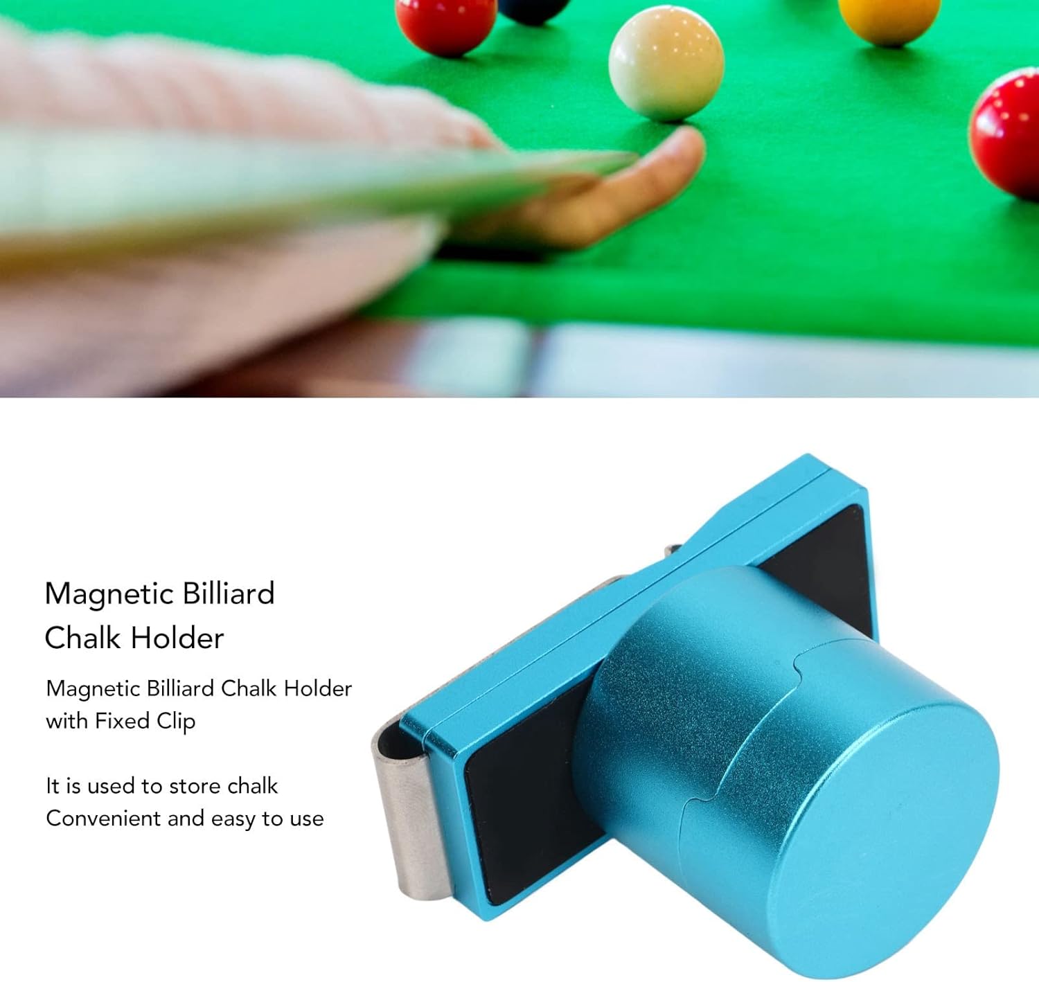 EVTSCAN Magnetic Billiard Cue Chalk Holder, with Aluminum Belt Clip, for Round or Octagonal Shaped Chalk Cubes, Pocket Pool Chalk Case for Pool Halls, Snooker Players