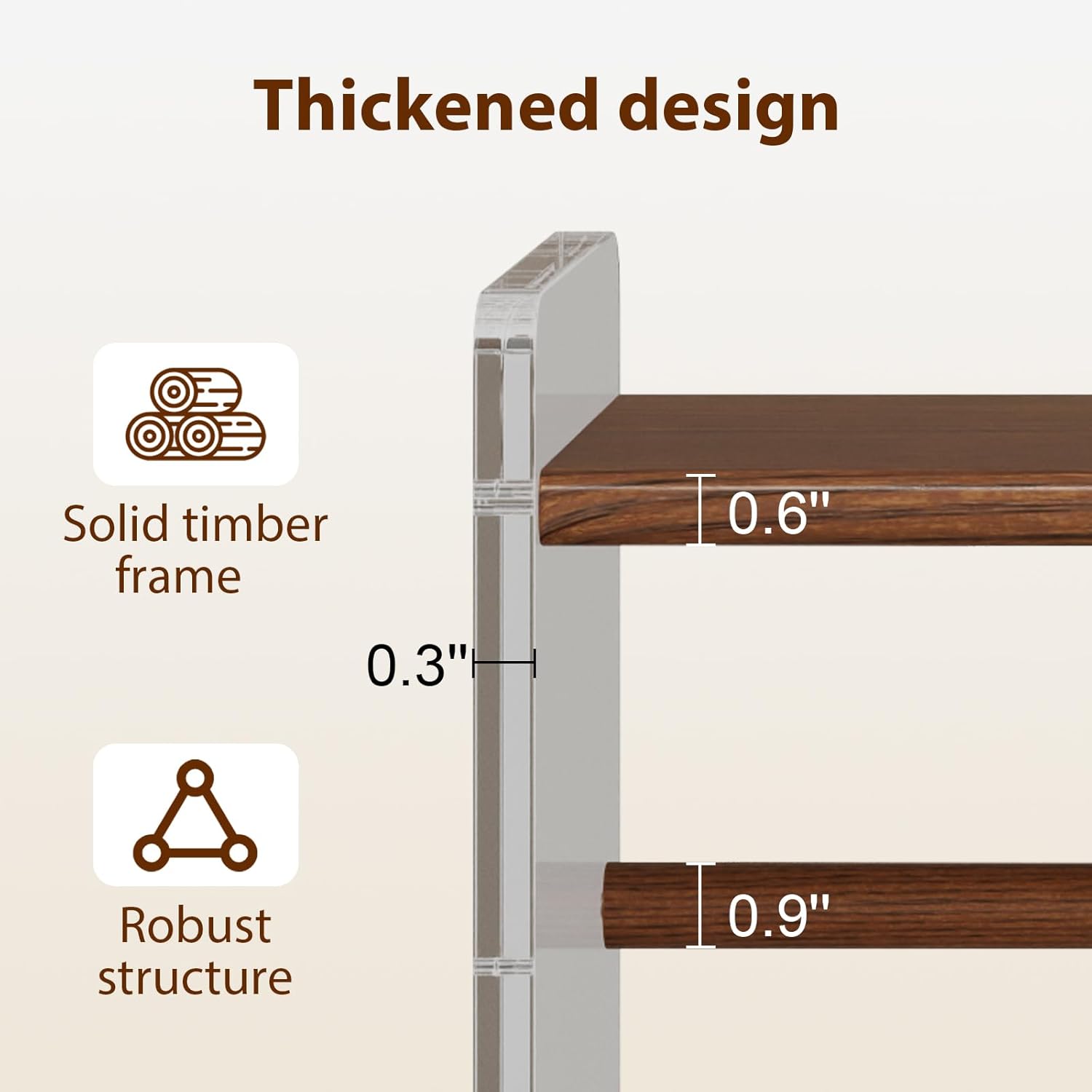 Shoe Rack, 4-Tier Slanted Shoe Storage Shelf, Narrow Shoe Rack for Entryway, Solid Wood and Acrylic Shoe Stand, Slim Shoe Shelf with Wooden Top ，Suitable for Bedrooms and Living Rooms