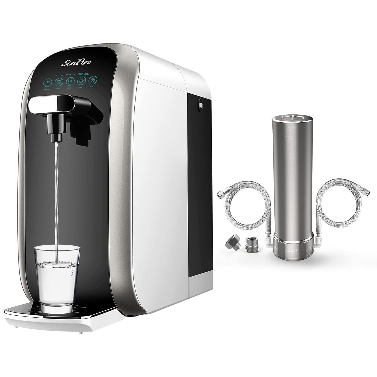SimPure Y7P Countertop RO Water Filter + SimPure V7 Under Sink Water