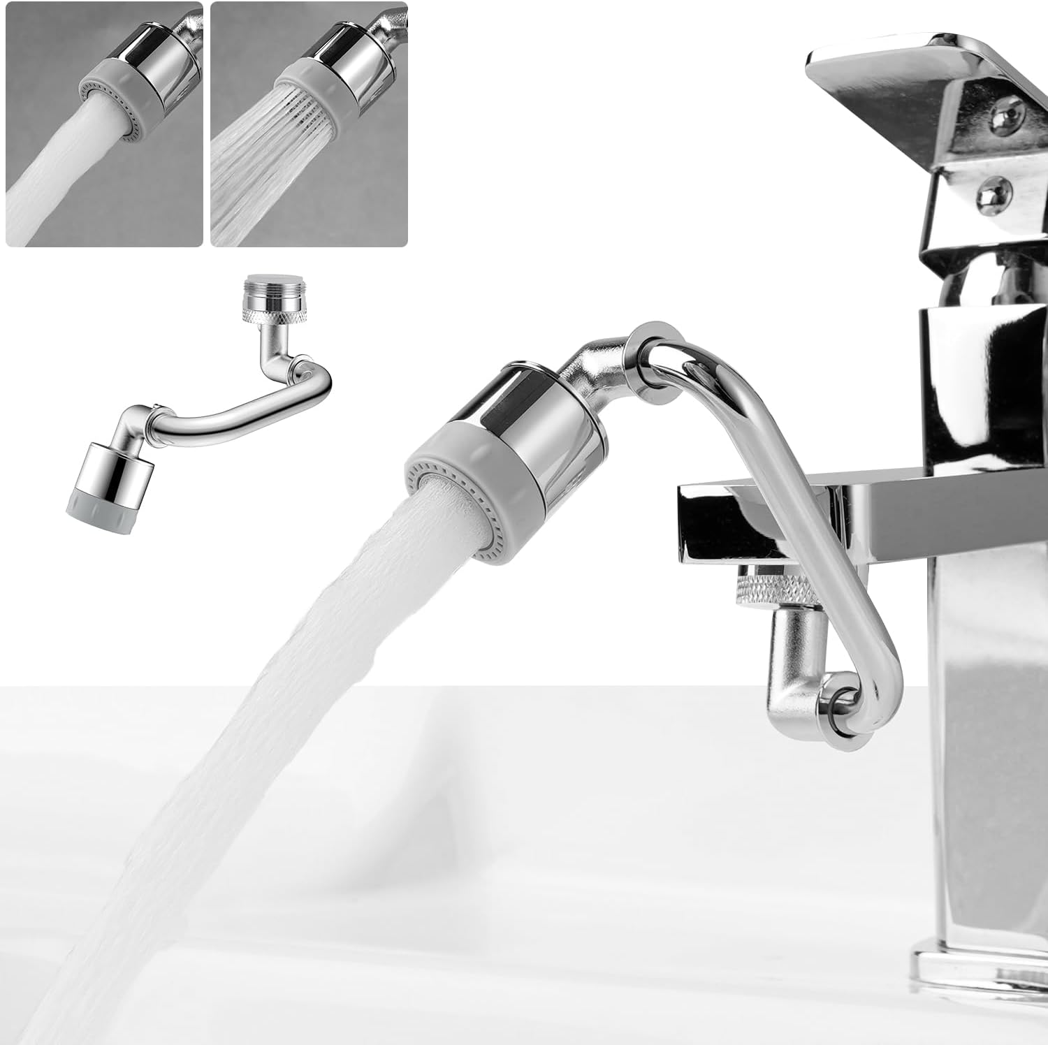 Hibbent Tap Aerator, 1080 Degree Swivel Faucet for Bathroom Sink, Dual