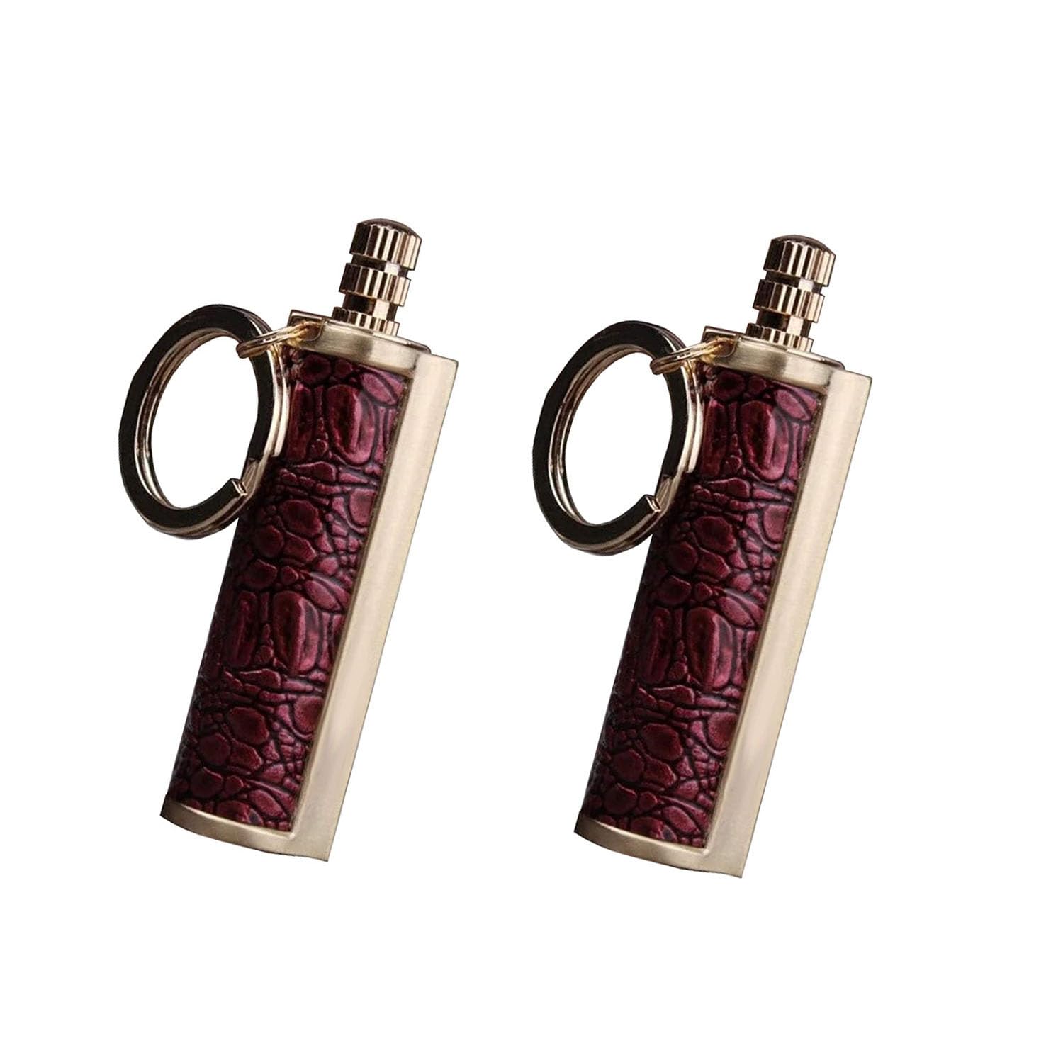 Fire Starter Lighter Waterproof Flint Match Outdoor Camping Permanent Metal Matchstick with Keychain(Sold Without Fluid) (Red+Red)