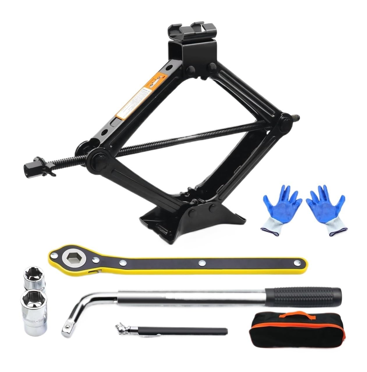 Kit de Gato para Coche de 2 toneladas, Kit de Herramientas para Gato de neumáticos, Kit de Emergencia Universal para Coche con Llave de Tuercas, Gato de Tijera de Material Resistente