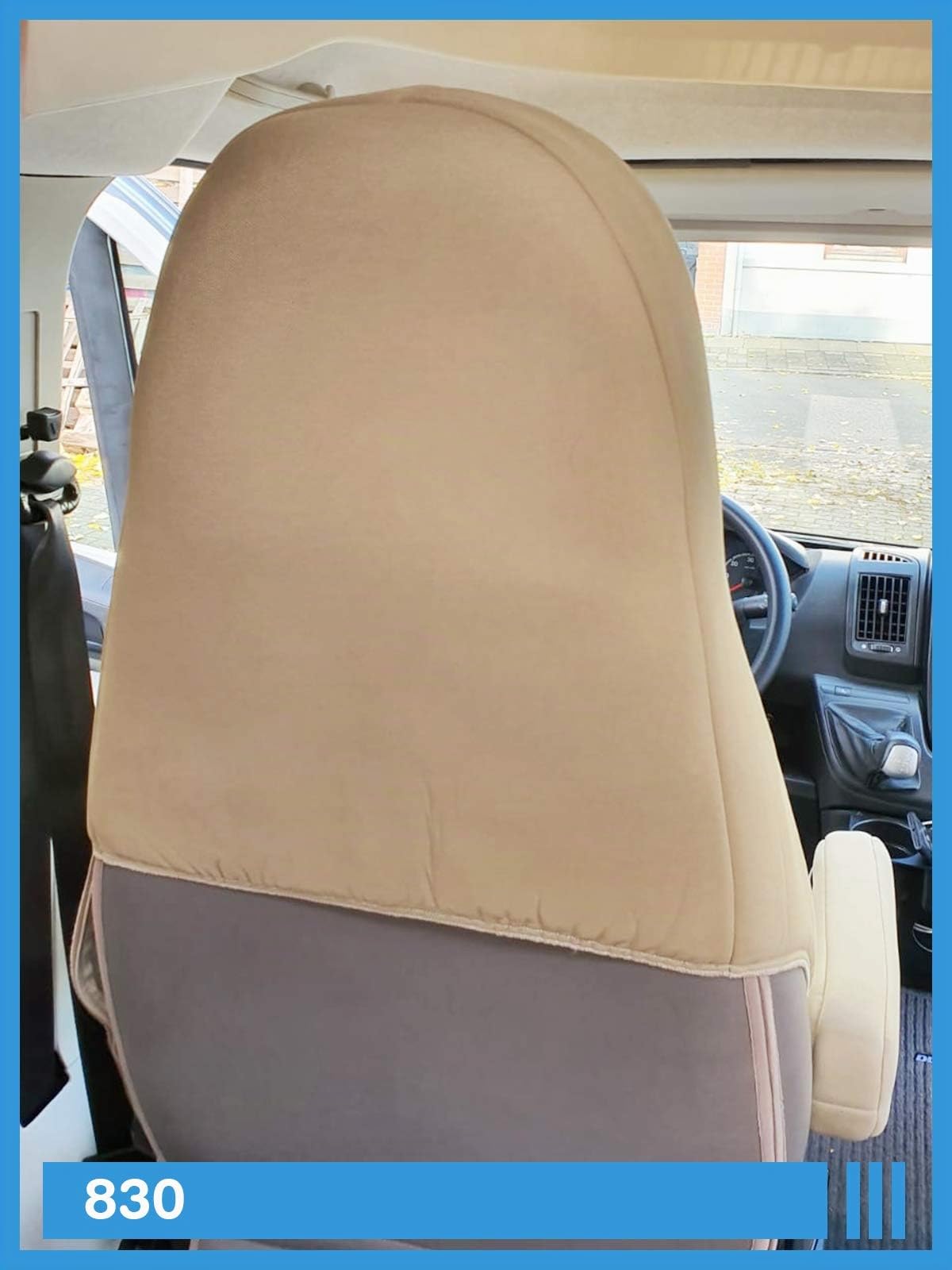 Bremer SITZBEZÜGE Housses de Protection pour siège de Voiture compatibles avec Les véhicules de Camping-Car, Caravane, Ducato, conducteur et Passager 830, Beige/Marron