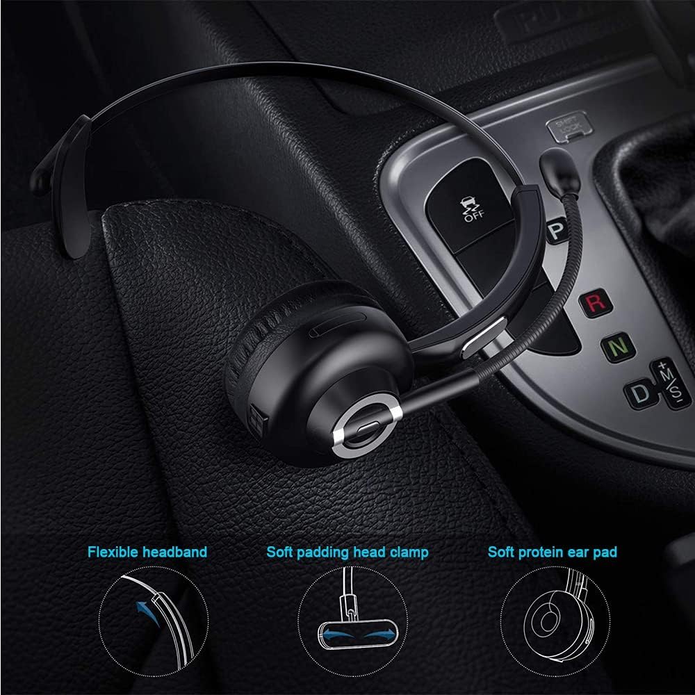 BIGFOX Auriculares Inalámbricos Bluetooth con Micrófono Mono Tipo Diadema - Auricular Inalámbrico para Teléfono Fijo con Base de Carga, Manos Libres, Cancelación de Ruido, Giro de 300°