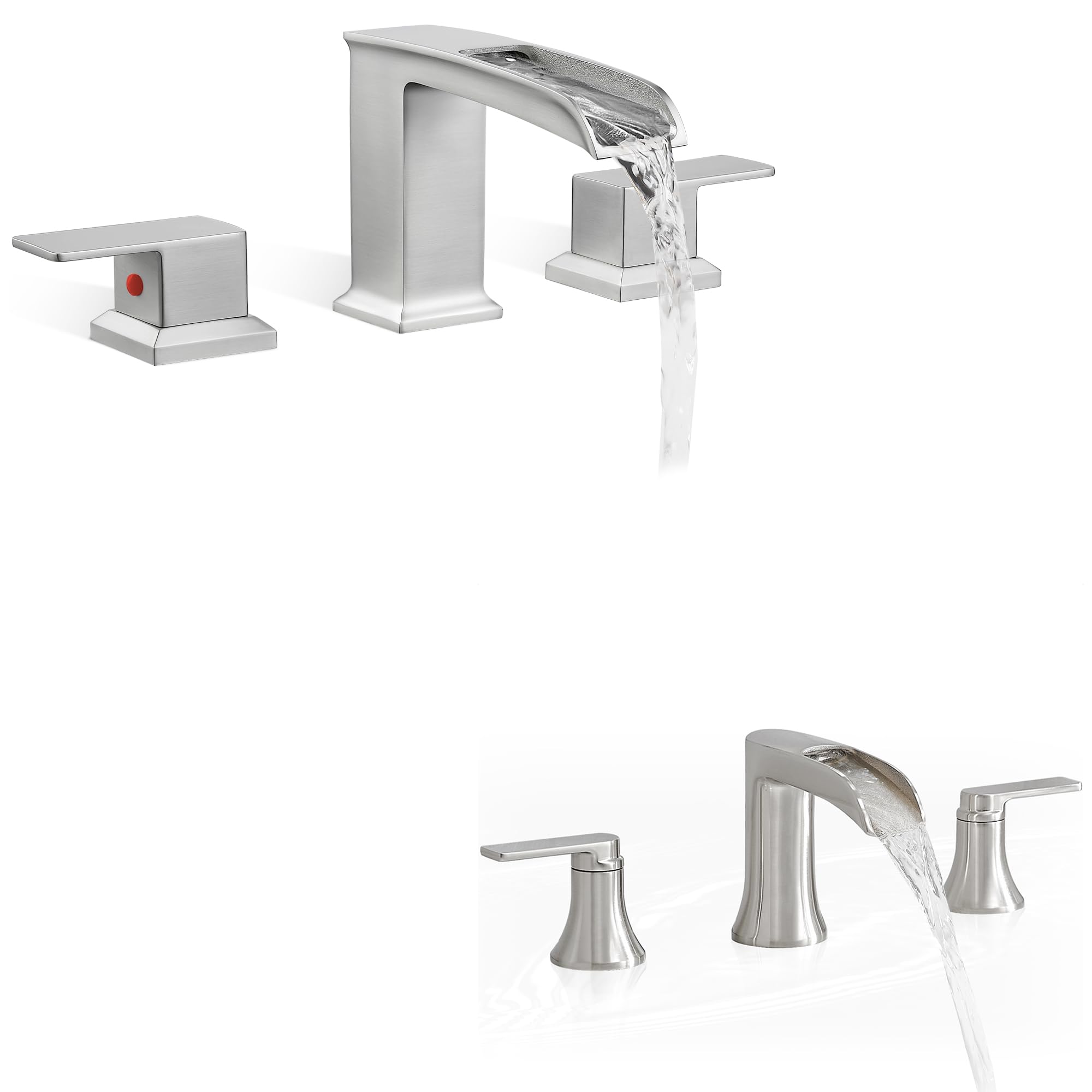 Hcfyauis Women's Brass Waterfall Bathtub Faucet Set 3 Hole 6-16 Inch Widespread Tub Faucets, High Flow Deck Mount Faucet For Bathtub, Widespread Tub Faucets With Pre-Installed Water Hose