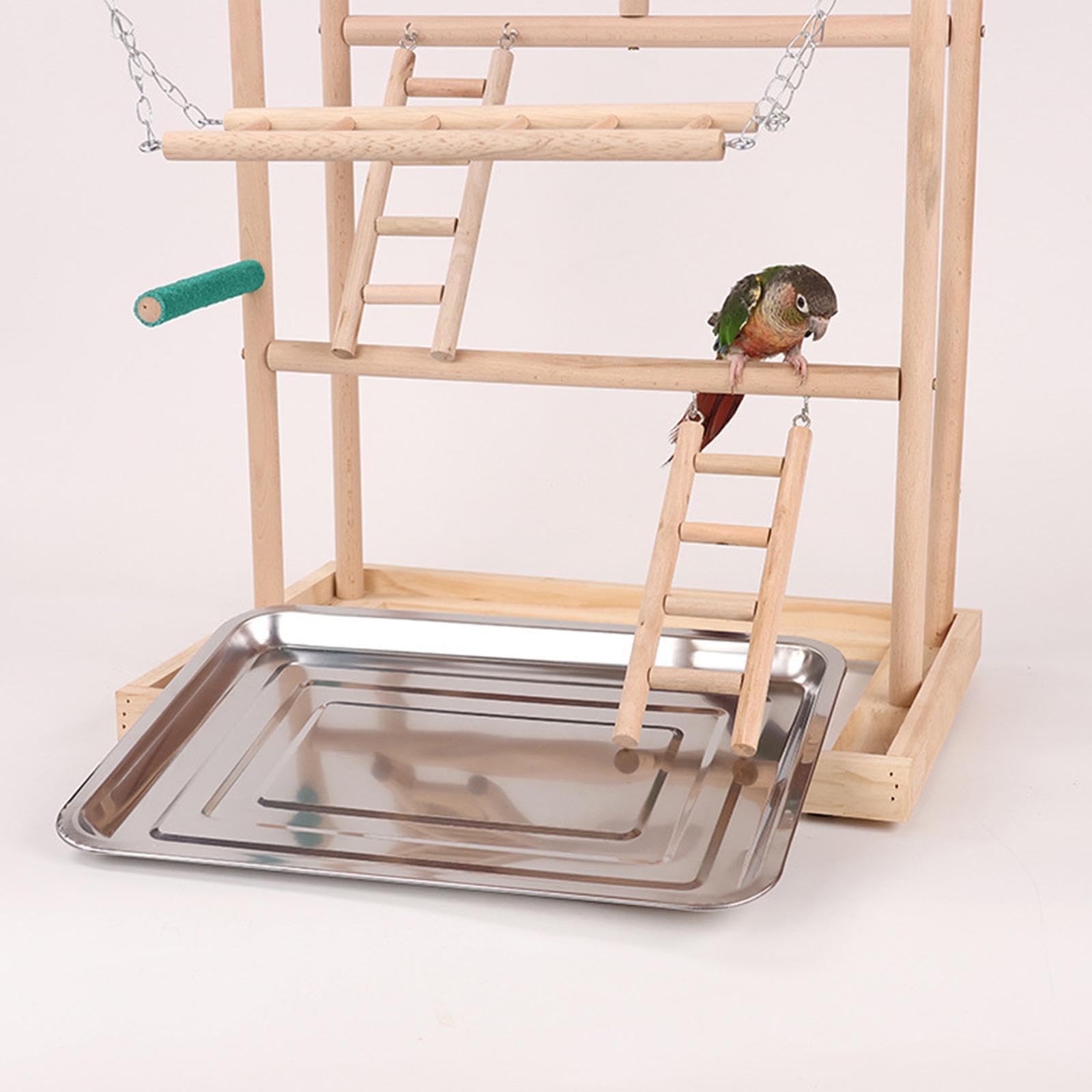 IOIUSKKU Parco giochi per pappagalli con struttura in legno, scaletta per momenti di attività sicuri e divertenti, altalena per uccelli, arrampicata e