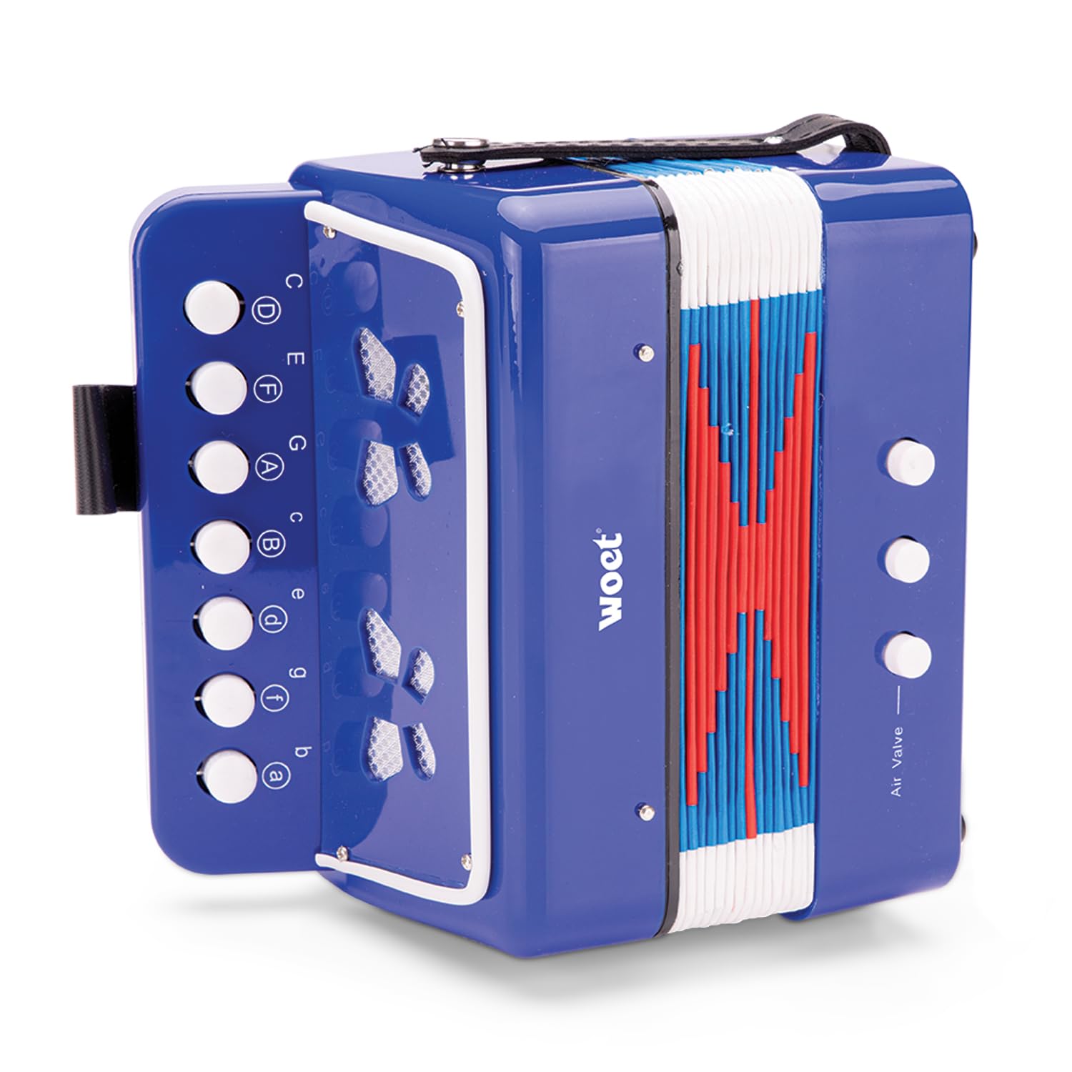 Woet® Accordéon Jouet Bleu pour Enfants, Instrument de Musique avec Livret de Chansons et 8 Chansons, Jouet Éducatif Débutant, Développement Musical, À Partir de 3 Ans