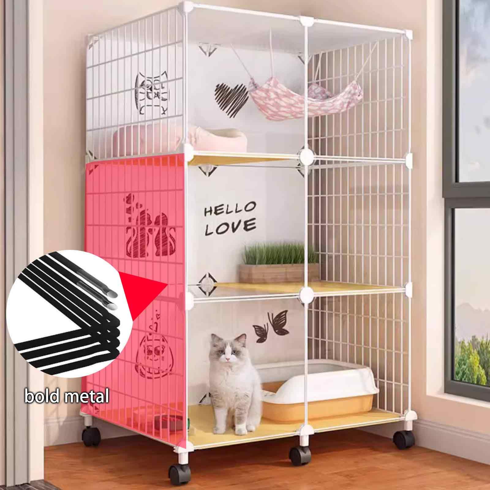 Generico Gabbie per Gatti da Interno, Grandi, per Animali Domestici, Staccabili, recinti per Gatti da Interno, recinto per Gattini da Interno, con carrucole a 360°, Design Trasparente, Facile da spos
