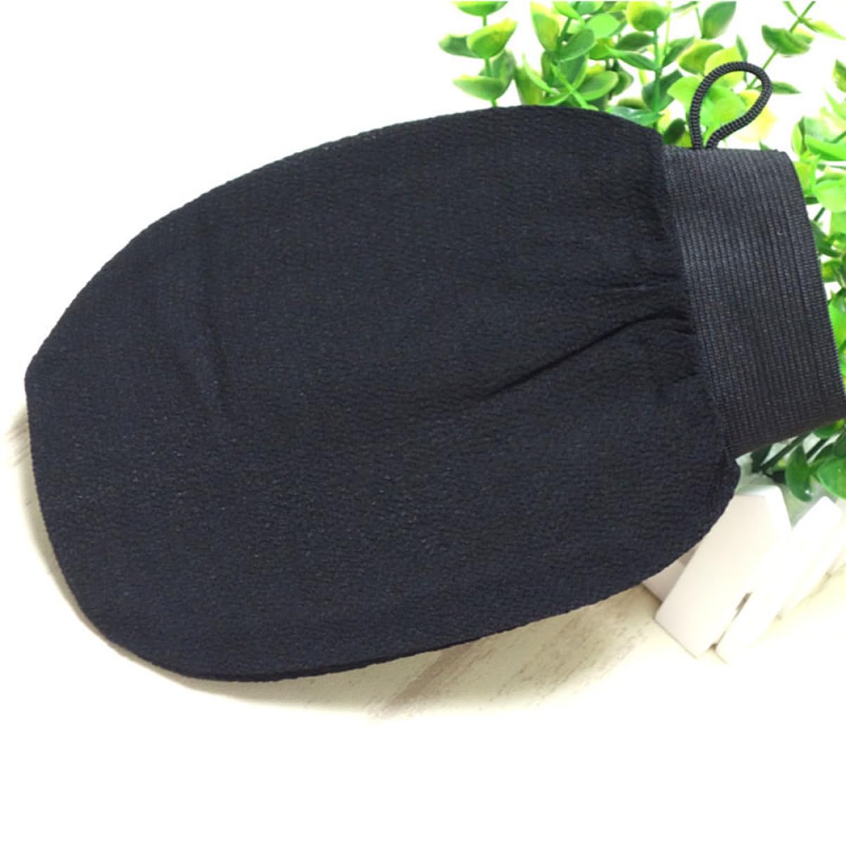 LIFKOME Bath Exfoliating Scrub Gloves Glove for Dead Skin Removal Fits for Men and Women Machine Washable Works with Soap and Black