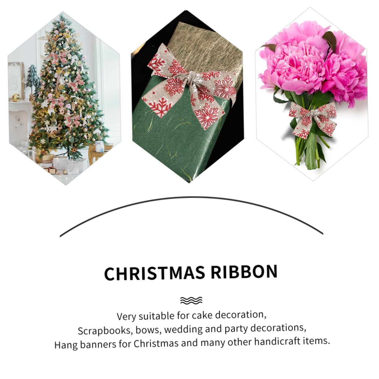Angoily 3 Rollos Cinta Decorativa Navideña con Diseño de de Metros para Envolver Regalos Manualidades y Decoración de Árbol de Navidad