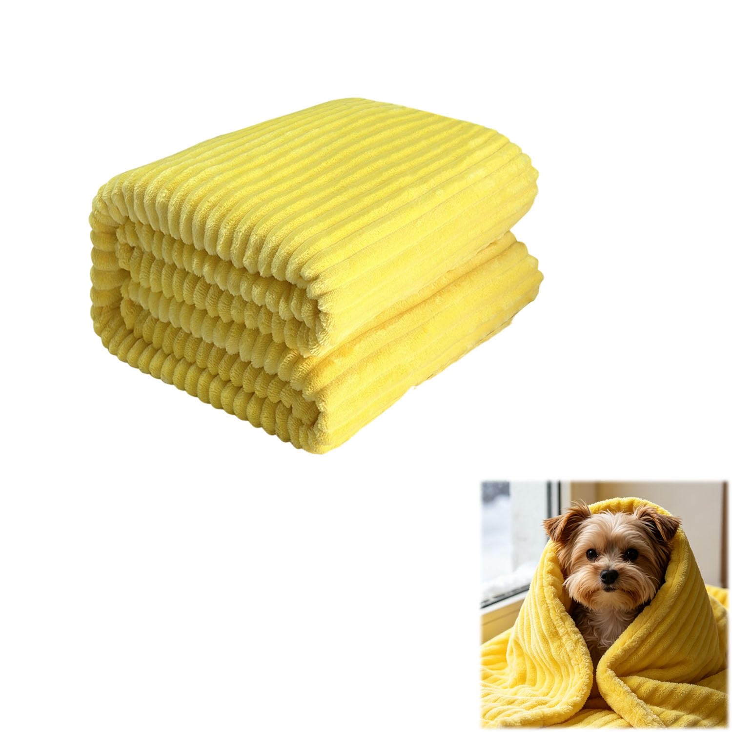 Dog Emotional Support Blanket, Yellow Dog Blanket Emotional Support, Calming Blankets for Dogs & Cats, Soft Plush Pet Throw for Crate, Sofa, Bed, Kennel & Travel (Yellow,120x200cm(47x79in))