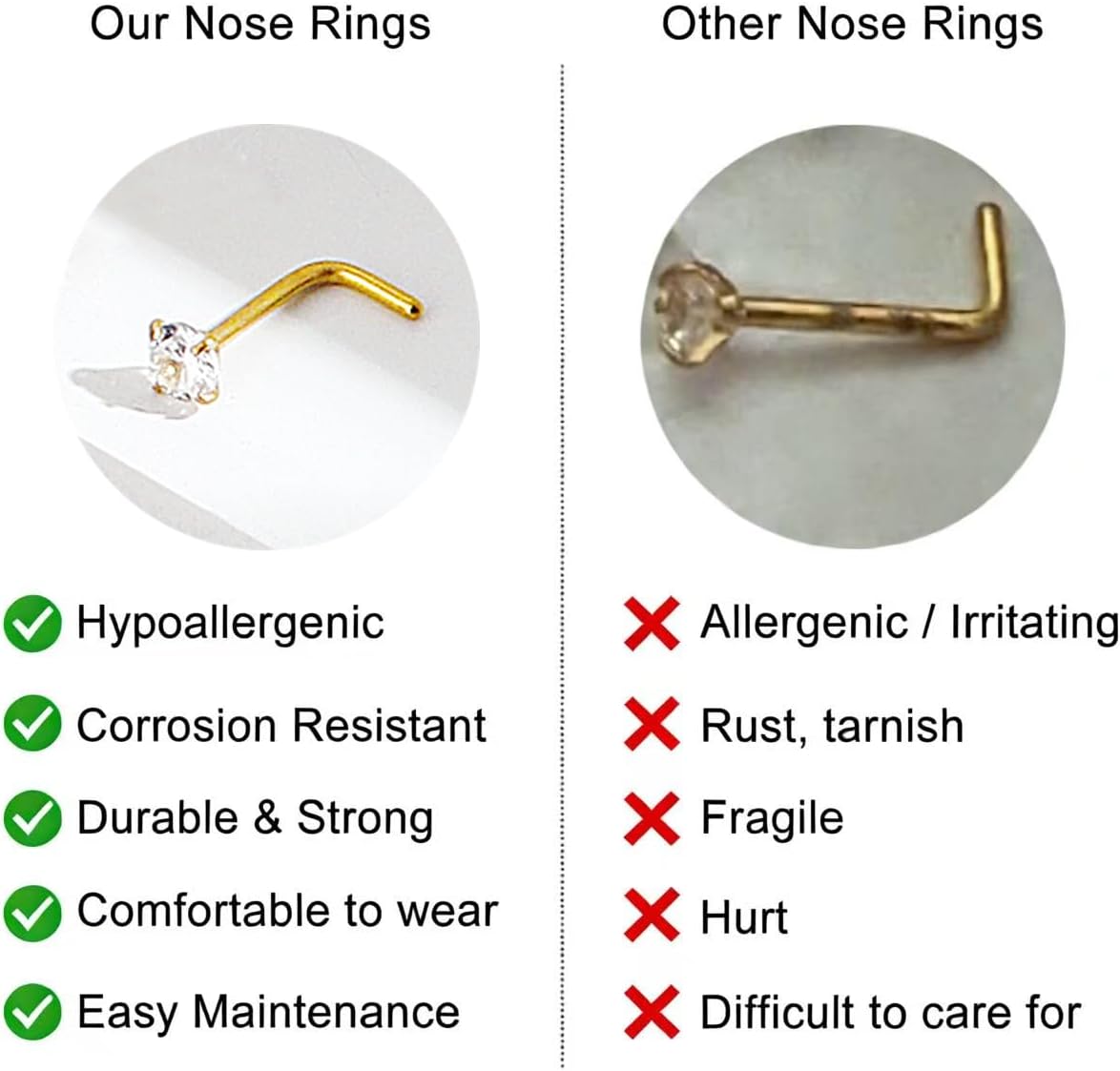 21 Pcs Nose Rings for Women 20G 14K Gold Plated Nose Piercings L Shaped Corkscrew Straight Nose Studs Butterfly Flower Dangle Heart Double Nose Rings Hoops Surgical Steel Nose Piercing Jewelry 1.5mm 2mm 2.5mm 3mm CZ