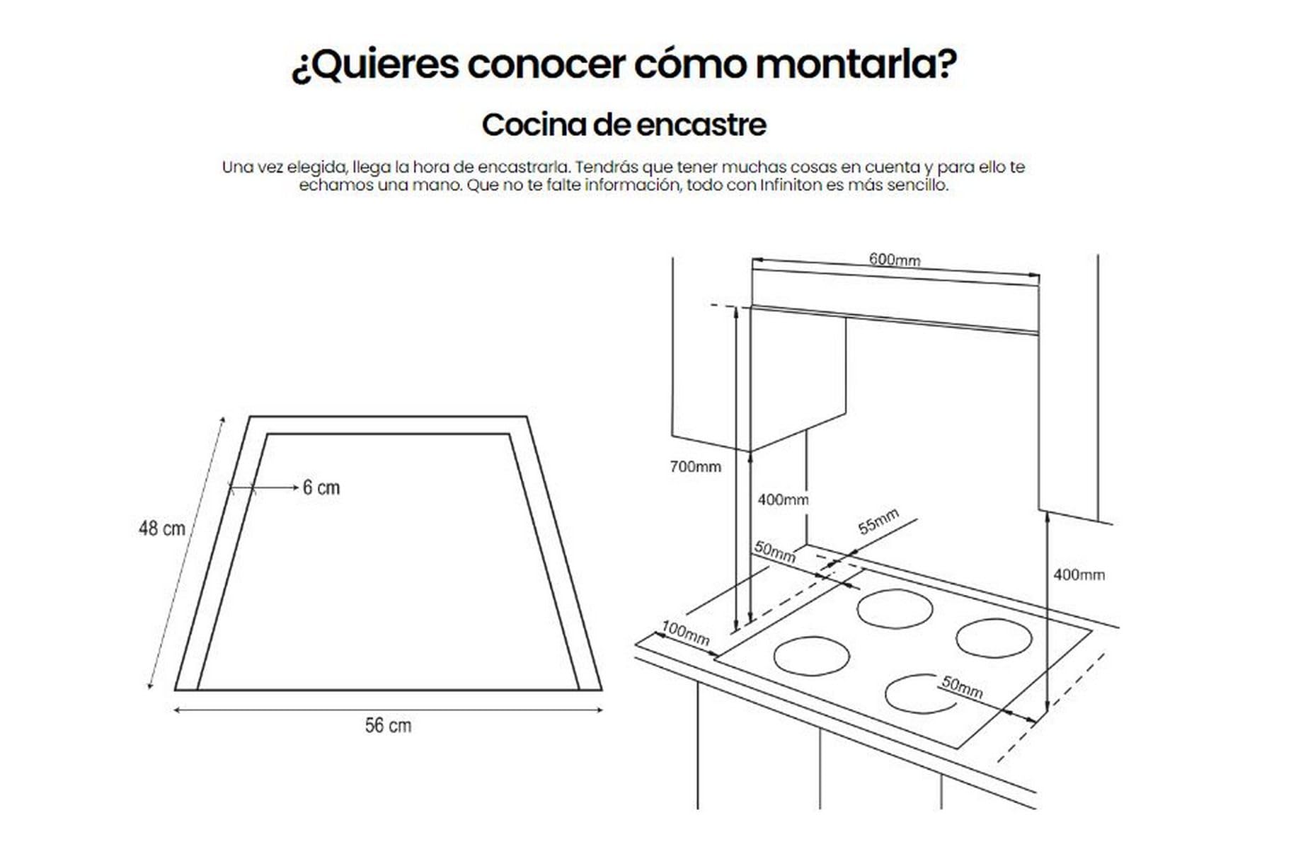 INFINITON Placa de Gas GG-43BK, 4 Fuegos, Ancho 60 cm, Acabado en Crystal White, Encendido Electrico, Compatible con Gas Butano/Propano y Gás Natural