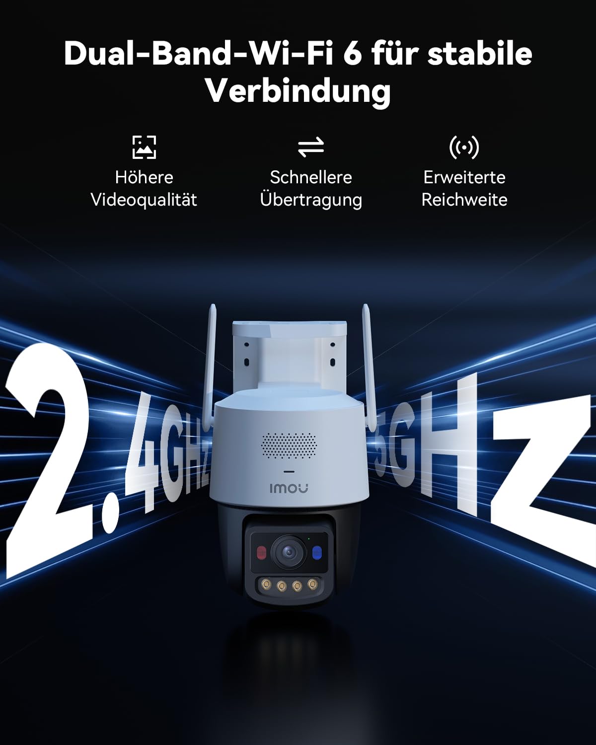 Imou 6MP PoE Überwachungskamera Außen mit Aurora-Farbnachtsicht Hell wie am Tag, 2.4/5GHz WLAN Outdoor Kamera 360° PTZ, KI Personen-/Fahrzeugerkennung, Smart Tracking, 2-Wege-Audio, Sirene Privatmodus