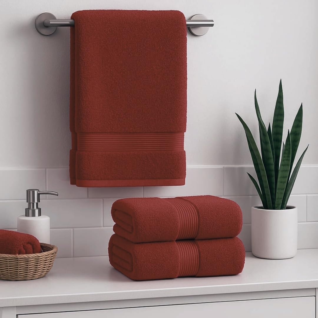 Diamond Tex Jumbo Bath Sheet with Hanging Loop - 100% Cotton 600 GSM Highly Absorbent and Quick Dry Extra Large Bath Towel - Super Soft Hotel Quality Spa Beach Towels ((1-Pack) 90 x 150 cm, Red)