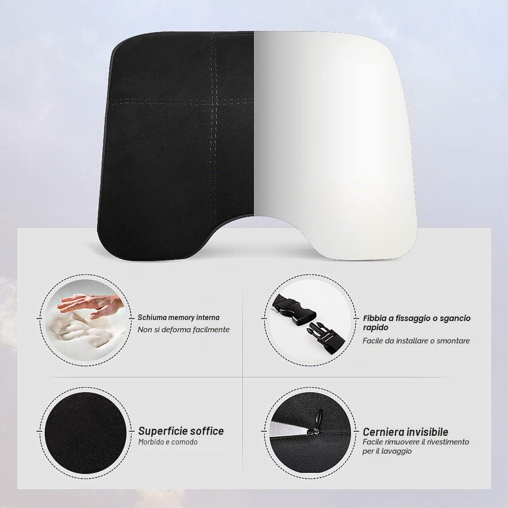 EASY EAGLE Cuscino Poggiatesta Auto in Tessuto Scamosciato e Schiuma di Memoria, Ortopedico per Collo, per Cervicale, Supporto per Seggiolino, Nero, 1 Pezzo