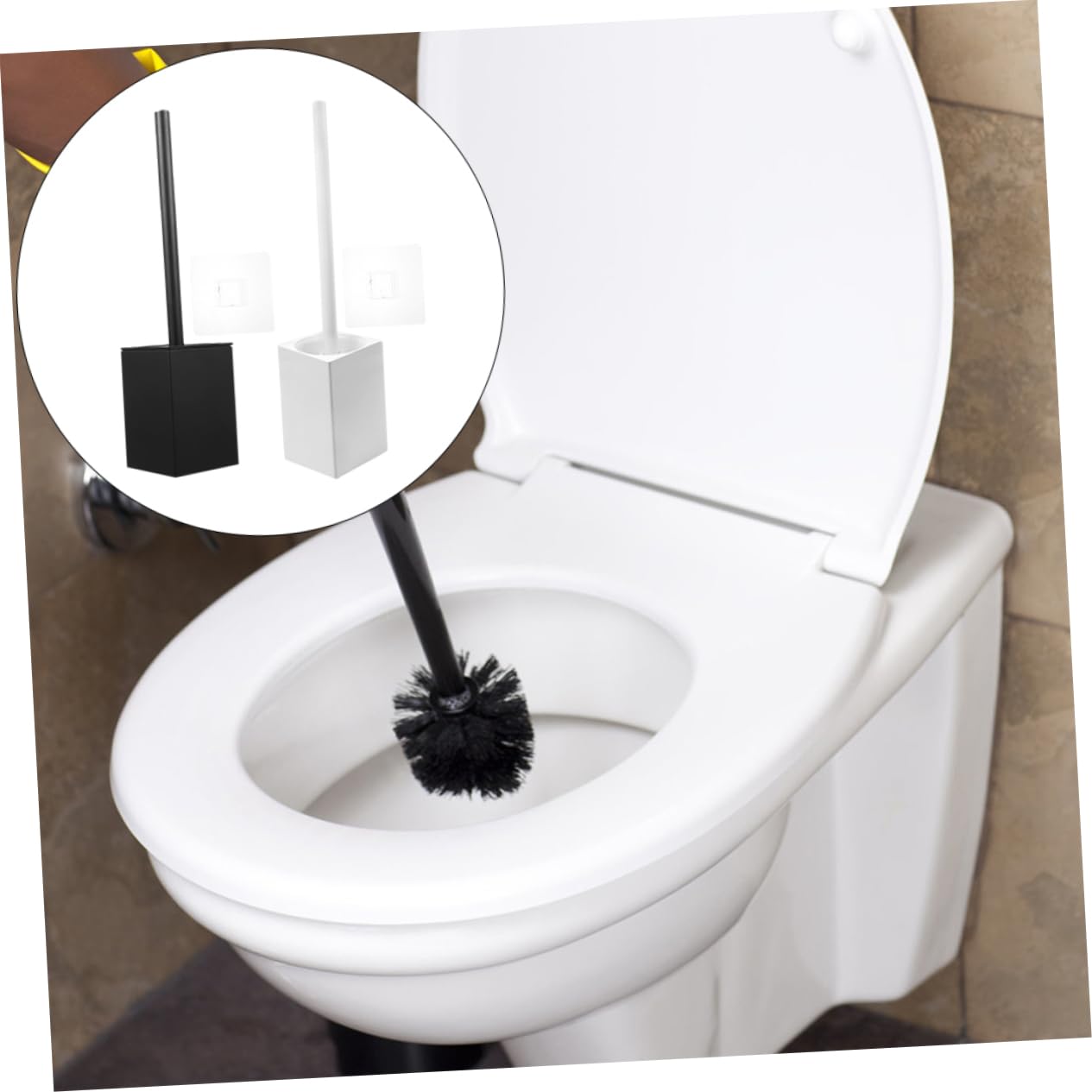 Wand Toilettenbürste mit Halter 2 Satz Aluminium Kunststoff für Zuhause