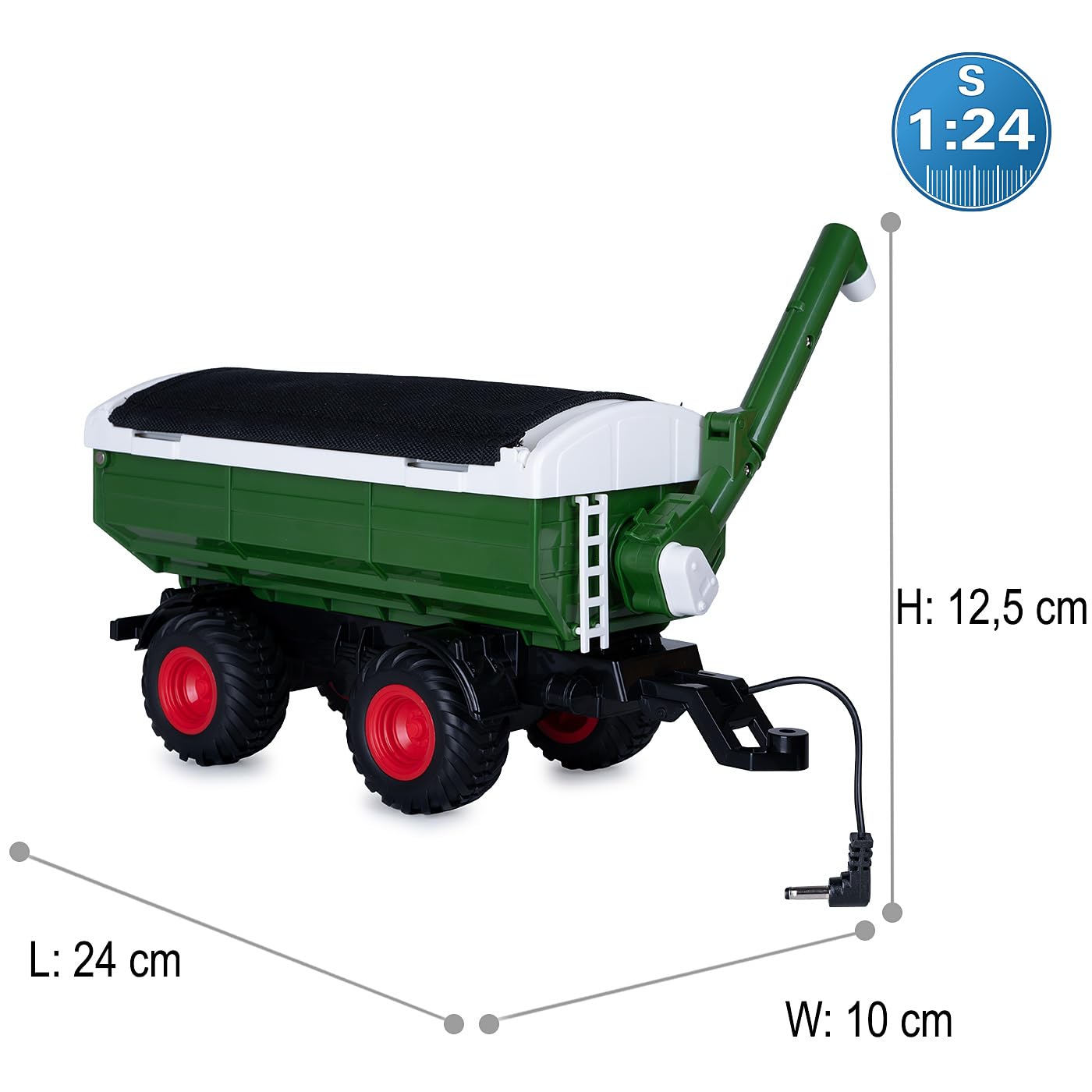 JAMARA 423268 - Carrello di sovraccarico verde per trattore radiocomandato MB-trac 1000 1:24S, accessorio agricolo, regalo per bambini