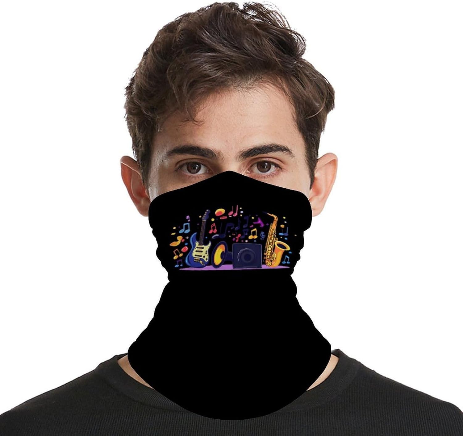 Music Note Guitar Saxophone Neck Gaiter Elastic Ski Mask Gator