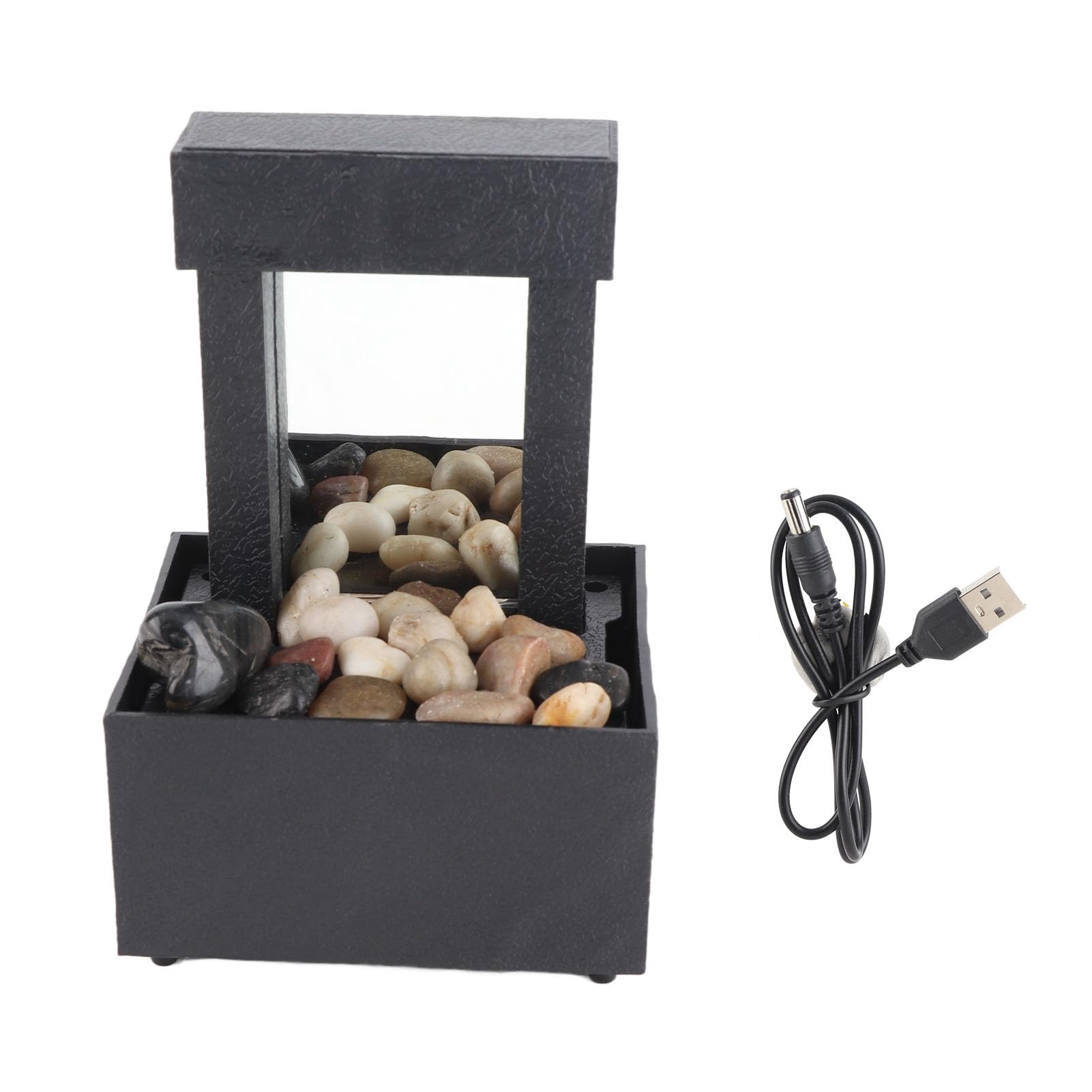 Fuente Decorativa de jardín, Fuente de Agua con Cascada, de Piedra, con iluminación LED, alimentación USB, Bomba de Agua, Feng Shui Zen, decoración para salón, Dormitorio, Oficina