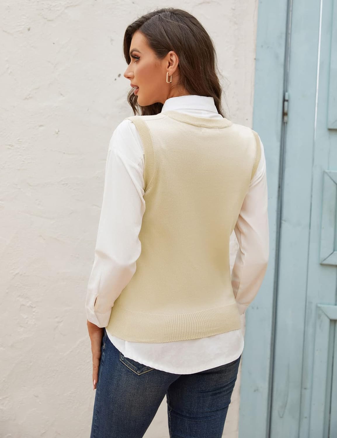 GRACE KARIN Women V-Neck Sleeveless Knit Cropped Sweater Vest Yellow Apricot M at  Women’s Clothing store