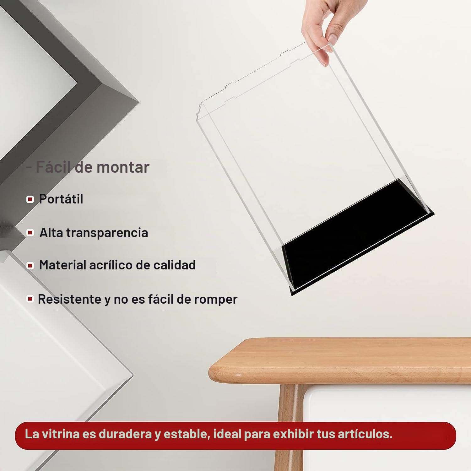 TOP-VIGOR Vitrina Transparente De Acrílico – 30 x 15 x 10cm Caja De Protección Antipolvo para Montar – Cubo Expositor para Figuras Juguetes Objetos De Colección Almacenamiento En Casa
