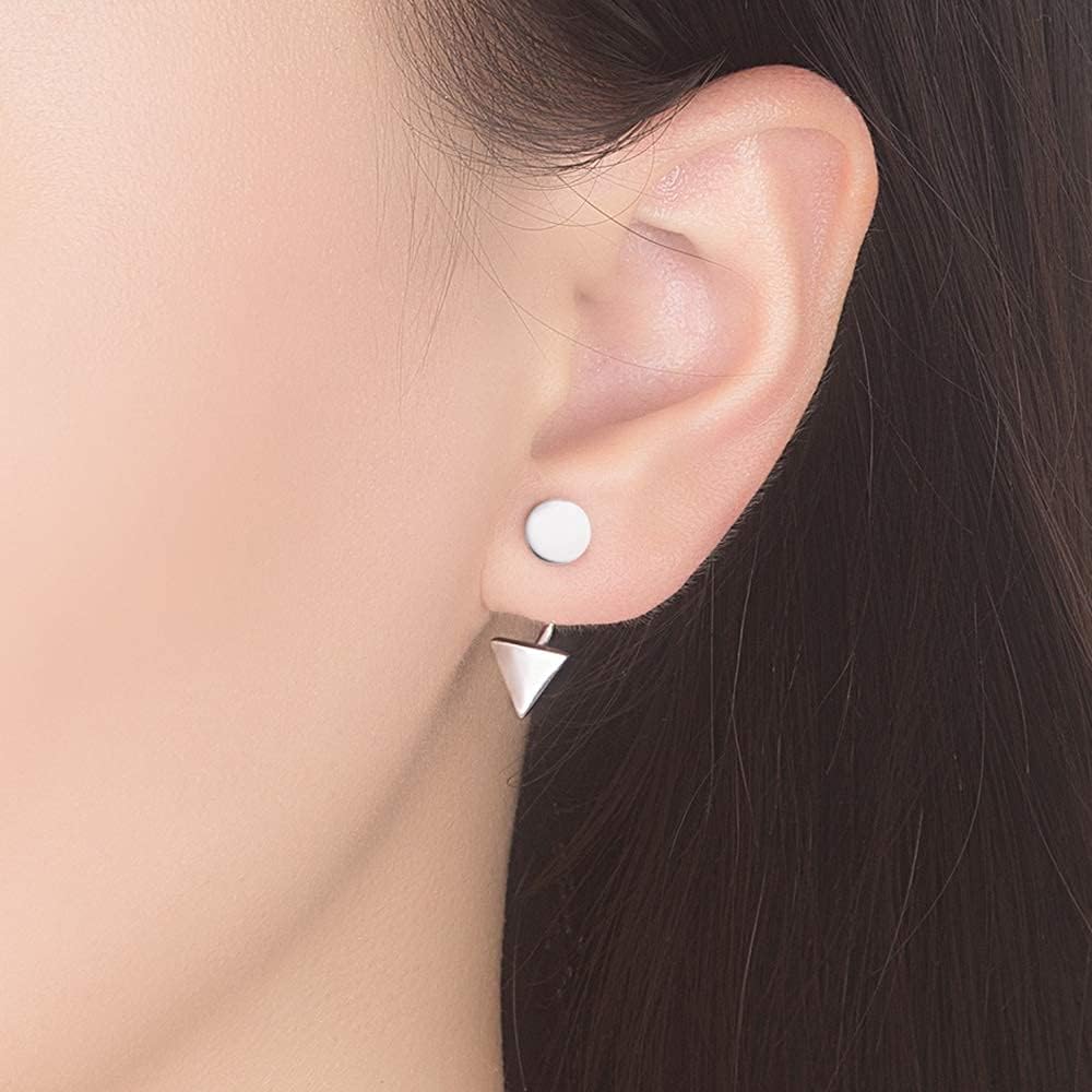 Women's 925 Sterling Silver Earrings - Minimalist Geometric Design Triangle Stud Earrings - Solid Silver Women's Fine Jewelry - Not Allergic - Image 5
