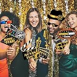 32Pcs Hollywood Photo Booth Props Kit, Movie Night Theater Red Carpet Cutouts Launch Oscars Cards Table Toppers Birthday Party Favors Supplies Large Size - Image 5