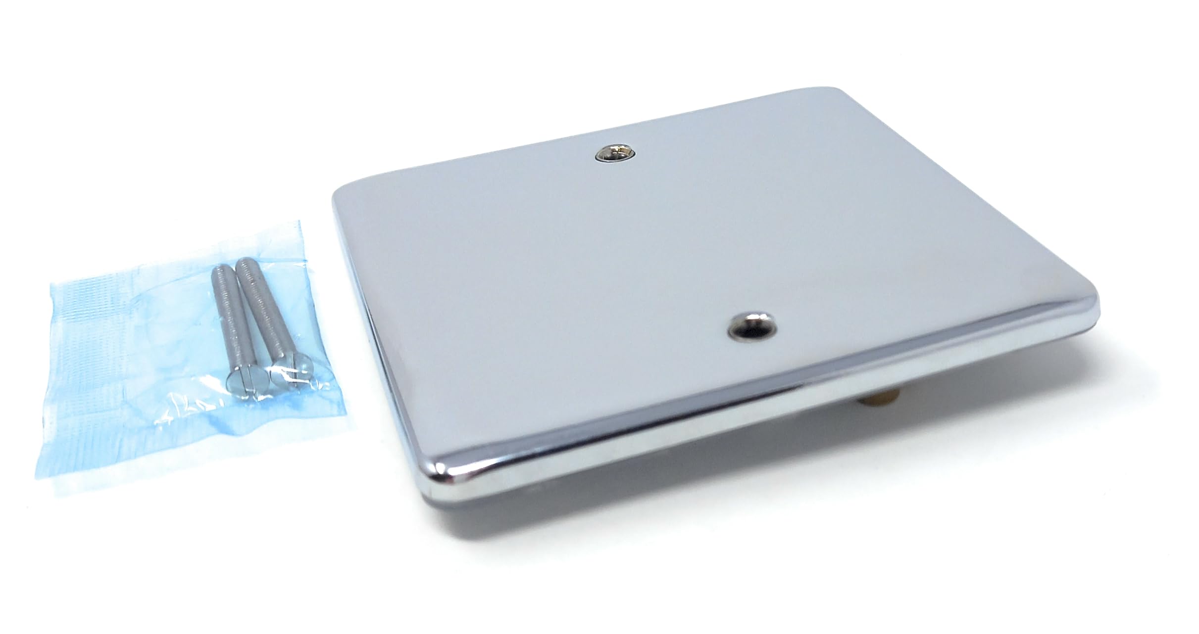 Single Gang Blanking Plate, Wall Faceplate, Cover for Electrical Sockets Screws Included (Chrome) - Image 3