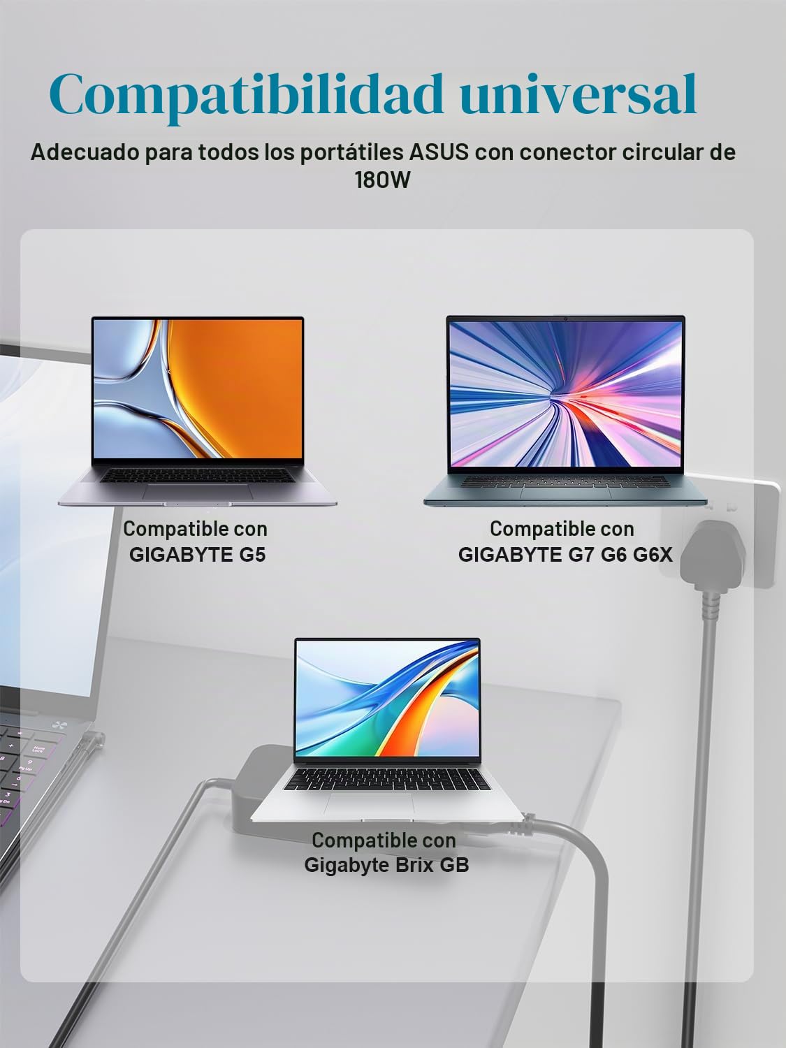 180W Cargador Adaptador para GIGABYTE G5 G6 G7 G6X 11th 12th (2023 2024) KF MF ME MD KF5 MF5 GE GD KF KC KD KE 9KG 9MG Gaming Laptop Computer Charger AC Power Supply Adapter Cord